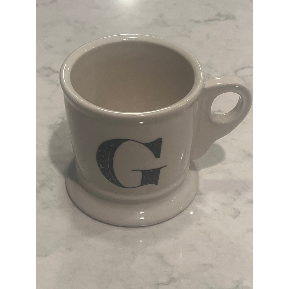 Anthropologie Monogram Shaver Initial G Ceramic Tea Soup Coffee Mug with Handle